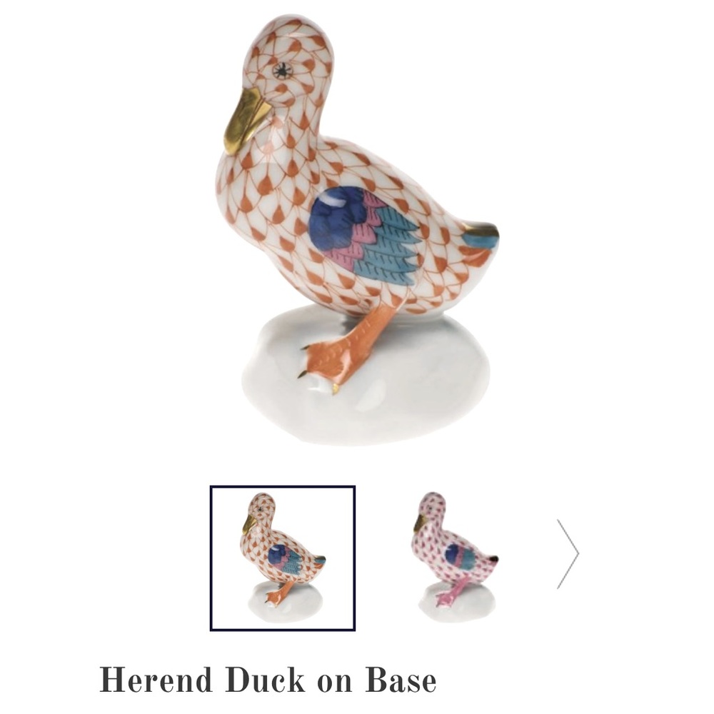 Herend Hungary 24k gold Hand-painted in Rust “Duck on a Base”. 2.5” tall.